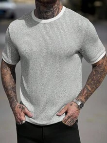 Manfinity CasualCool Men's Casual Versatile Round Neck Short Sleeve T-Shirt, Summer - Grey - View 6