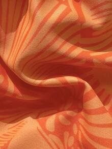 Swim Vcay Conjunto de bikini estampado sexy para mujer, atuendo para vacaciones en la playa/piscina en verano - Naranja - Ver 6