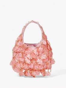 Viva Strut Ladies, Women Pink Acrylic Sheet Top Handle Bags, Fashionable, Personalized, Simple, Versatile, Street, Sweet And Cool Girls, Hot Girls,Y2k, For Date, Birthday, Evening, Date Nigh, Beach, Vacation, Holiday, Summer, Seaside, Beach Party - Pink - View 2