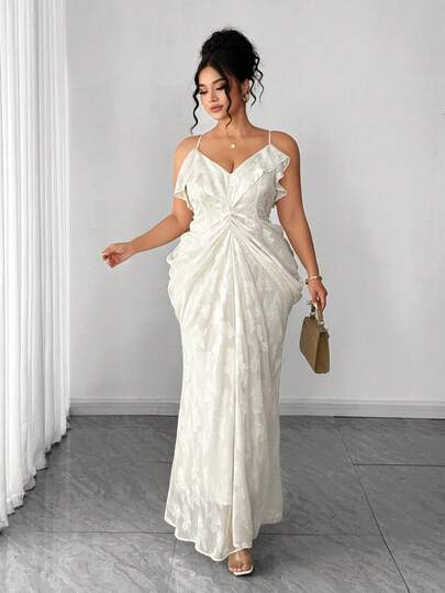 Elenzga Đầm maxi dài dáng suông thanh lịch kiểu Pháp lãng mạn dành cho nữ, chất liệu chiffon jacquard dệt họa tiết hoa văn, cổ bèo nhún, thích hợp cho mùa xuân/hè, đi học, nghỉ hè, lễ tốt nghiệp, các ngày lễ, Ngày Valentine, Giáng sinh, lễ hội âm nhạc, Ngày của Mẹ, Halloween, Lễ Tạ ơn, Lễ Phục sinh, Ngày Quốc khánh, dạ hội, sinh nhật, hẹn hò, tiệc tùng, đám cưới, dã ngoại.