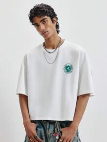 TOKVUE 男士时尚个性化标语印花T恤 - 白色 - 查看 5