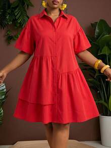 Truni Đầm ngắn tay xếp ly màu trơn cài cúc phía trước dành cho nữ cỡ lớn, thích hợp cho kỳ nghỉ hè, xuân, đi biển, thanh lịch, thường ngày. Đầm sơ mi cài cúc cỡ lớn, trang phục công sở cho người có đường cong, đầm đỏ, đầm babydoll, đầm đỏ thường ngày có túi, đầm sơ mi đỏ có cổ cho nữ, đầm sơ mi cho dáng người quả lê và tam giác, đầm sơ mi cỡ lớn có cổ, đầm babydoll cỡ lớn cho nữ, đầm đồng phục y tế cỡ lớn cho nữ, đầm công sở cho nữ, đầm nữ, đầm mini đỏ cho nữ, đầm đi nghỉ mát. - Đỏ - Xem 7