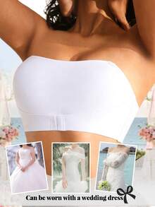 NudeFit Set de 2 piezas de sujetador sin tirantes antideslizante con tirantes transparentes desmontables y pezoneras, para verano - Blanco y Negro - Ver 8