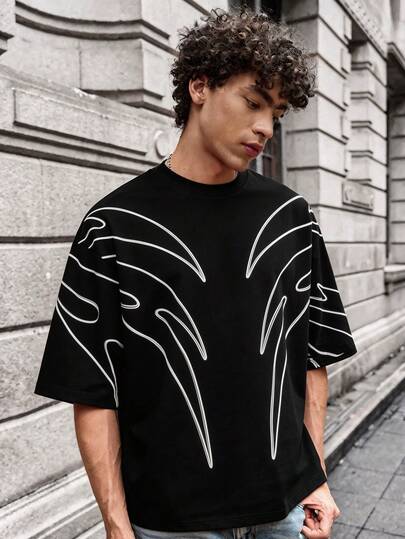 Manfinity Unisex Casual Men's Graphic Print Round Neck Short Sleeve T-Shirt