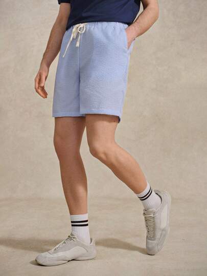 Courvante 男士抽绳腰带休闲条纹夏季短裤 Tenniscore