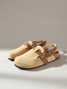 Solecia Giày nam mùa xuân hè mới, chất liệu da lộn, thiết kế khóa cài, đế bằng, thoải mái, màu kaki, thích hợp cho trang phục thường ngày, du lịch và nghỉ dưỡng. - Màu Khaki - Xem 2