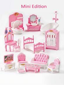 MINKOJA Mini Furniture Set For Children's Play House, Including Living Room, Bedroom , Kitchen, And Bathroom Accessories, Suitable For Kindergarten,Kids Kitchen Set,Doll House Girls,Kids Bedroom,American Girl Doll Furniture,Kitchen,Easter,Easter Gift,Childen's Day,Kids Pretend Toys - Multicolor - View 3