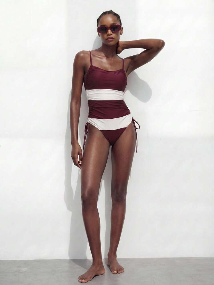 SHEIN Maija 4th Of July Clothes,Graduation Outfit,Holiday Outfits Women's Leopard Print Ruched One Piece Swimsuit, Beach Vacation Outfit For Summer Beach Vacation,Festival Tummy Control Swimsuit Modest Swimsuit Women's Swimsuits Women's Bathing Suit One Piece Swimsuit Women