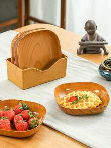 10 Khay nhựa cứng, khay đựng trái cây và salad trong suốt, có thể rửa và tái sử dụng, đồ dùng cho tiệc tùng, sinh nhật, lễ kỷ niệm, tiệc buffet, dụng cụ nhà bếp. - Màu Khaki - Xem 4