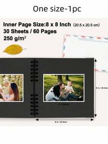1 Pc Premium Kraft Paper Scrapbook Album - Self Adhesive Photo Book For Travel, Wedding And Family Keepsakes - black - View 2