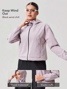 OutZeal Women Outdoor Jacket Hiking Camping Hood Secure Pocket Outdoor Tops - Purple - View 3