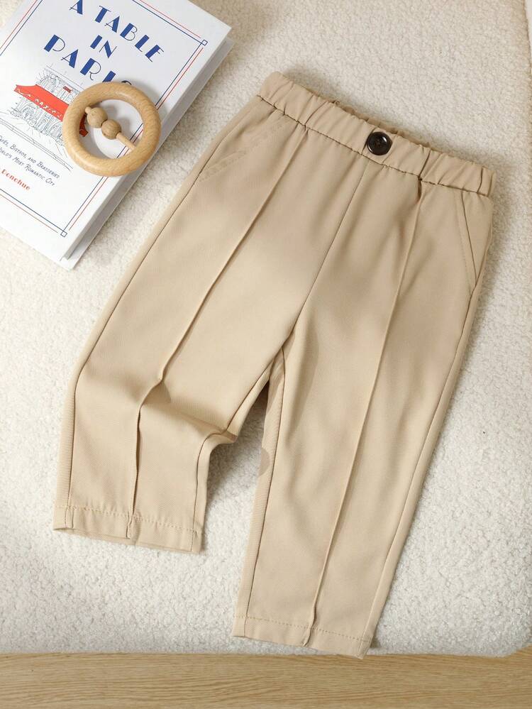 بنطلون أطفال صلب اللون كاجوال - لون مشمشي - مشاهدة 5