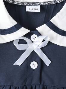 Souflis Souflis 1 chiếc đầm thường ngày dễ thương cho bé gái, 0-3 tuổi, màu xanh navy phối trắng, kiểu dáng công chúa tay phồng, chất liệu mềm mại, thoải mái cho các hoạt động ngoài trời, ở nhà, thể thao, đi học, thích hợp cho kỳ nghỉ, du lịch, tiệc tùng, quà sinh nhật, kỳ nghỉ hè, trang phục mùa hè. - Xanh đậm - Xem 8