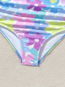 SHEIN 少女吊带无袖夏季沙滩比基尼上衣 - 淺藍色 - 查看 5