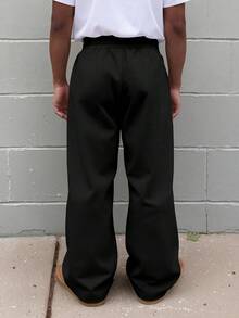 Manfinity Roghcode Men's Drawstring Waist 3D Letter Graphic Casual Everyday Sweatpants - Black - View 2