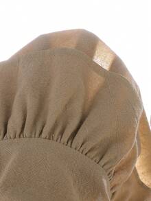 SHEIN Playful Pals Đầm babydodo tay cánh hoa thêu hoa mùa hè giản dị cho bé gái - Màu Khaki - Xem 7