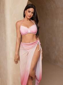 Swim Oasis Plus Size Swimwear Set, Minimalist Elegant Women Swimwear Set - Pink - View 6