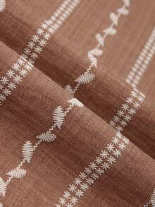 Manfinity RSRT Áo sơ mi nam bằng vải lanh mỏng nhẹ với họa tiết thêu, thích hợp cho mùa xuân/hè. - Màu Khaki - Xem 4