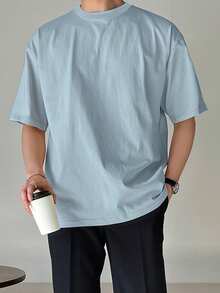 DAZY Men's Summer Solid Color T-Shirt - Blue - View 5