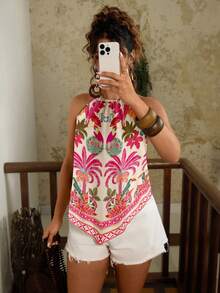 Travachic 大码女式度假印花吊带背心 - 彩色 - 查看 7