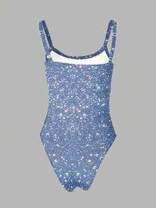 Rovax 女士U领无袖修身数码印花连体衣，夏季时尚之选 - 彩色 - 查看 2