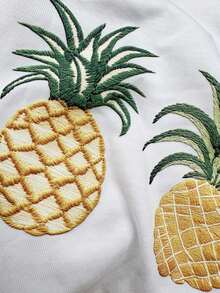 Manfinity Joysei White Label Men's Casual Vacation Pineapple Embroidery Pattern Tank Top, Suitable For Summer Outings - White - View 2