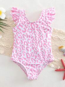 SHEIN Young Girl Ditsy Floral Side Bow Decor Casual One-Piece Swimsuit With Cover-Up Skirt, Young Girls Summer Beach Holiday Swimwear Bathing Suit & Beach Outfit - Multicolor - View 2
