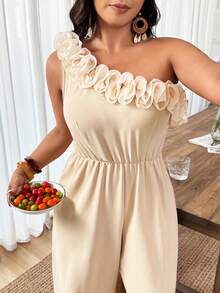 Weeklong Bộ jumpsuit thời trang, thoải mái, phong cách Pháp cổ điển, thanh lịch, thích hợp cho kỳ nghỉ, đi làm, với chi tiết bèo nhún ở vai. - Màu Khaki - Xem 7