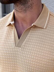 Manfinity CasualCool Men's Casual Versatile Short Sleeve Polo Shirt, Summer - Khaki - View 5