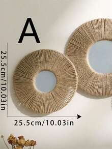 1/2/4件套圆形T型镜，适用于浴室，波西米亚风格木框圆形镜，可用于儿童房、浴室、玄关、卧室、客厅墙面装饰，农舍风格圆形木质壁镜，海岸风格圆形浴室镜，家居装饰，房间装饰，墙面装饰礼品，生日/毕业礼物 - 棕色 - 查看 13