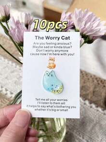 10 tấm thiệp hình mèo hoạt hình nhỏ xinh, thiệp an ủi và động viên, thiệp chúc mừng ấm áp dành cho bạn bè. - Nhiều màu - Xem 9