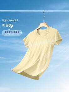 GLOWMODE Áo tập thể dục liền mạch, dáng ôm, tay ngắn, áo thun thể thao tập gym mùa hè - Màu vàng - Xem 5