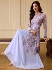 ZEYLAH 女士优雅印花长裙 - 彩色 - 查看 6