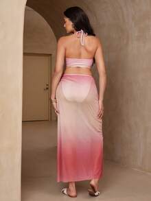 Swim Oasis Plus Size Swimwear Set, Minimalist Elegant Women Swimwear Set - Pink - View 2