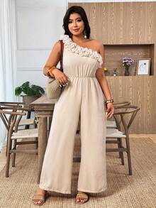 Weeklong Bộ jumpsuit thời trang, thoải mái, phong cách Pháp cổ điển, thanh lịch, thích hợp cho kỳ nghỉ, đi làm, với chi tiết bèo nhún ở vai. - Màu Khaki - Xem 5