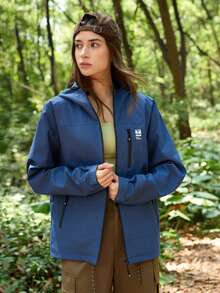 SHEIN In My Nature Chaqueta casual con capucha de manga larga y estampado botánico para mujer - Azul - Ver 6