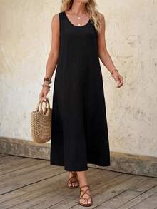 EMERY ROSE 纯色背心裙 - 黑色 - 查看 4