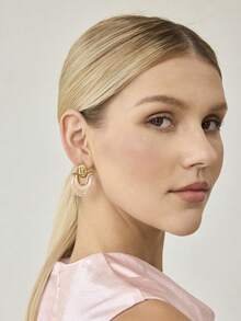 MOTF PREMIUM 18K GOLD-PLATED PINK RESIN NICHE PERSONALIZED RETRO EARRINGS, EARRINGS. - Pink - View 5