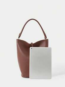 SHECARRY Women's Casual Bucket Shoulder Bag, Suitable For Daily Commute - Brown - View 5