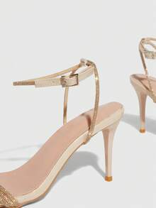 CUCCOO SZL 女士水钻搭扣设计时尚高跟凉鞋，适合日常穿着 - 杏色 - 查看 9