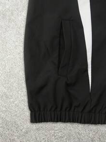 Manfinity EMRG 加大码男士撞色黑绿白风衣 - 綠色 - 查看 4