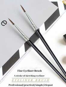 1PC All-In-One Makeup Brush - Eyebrow & Eyeliner Brush For Beginners, Teardrop Brush For Natural Line, Smudging, Concealer & Spoolie Blending - Black - View 8