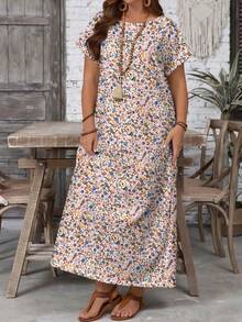 EMERY ROSE Đầm họa tiết hoa màu nước hồng tối giản, phong cách thường ngày, đa năng dành cho nữ, phù hợp cho mùa xuân/hè và thu, trang phục mùa thu cho nữ, đầm thường ngày cho nữ, đầm thanh lịch cho nữ, đầm hè cho nữ, đầm nghỉ dưỡng cho nữ, đầm hoa dại cho nữ, đầm thường ngày cho nữ, đầm mùa xuân cho nữ - Nhiều màu - Xem 3