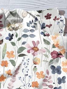 EMERY ROSE Plus Size Women Summer Casual Vacation Floral Print V-Neck Ruffle Armhole Blouse - Multicolor - View 5