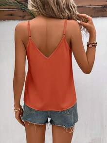 SHEIN Frenchy 扇贝边细条纹吊带背心 - 鏽棕色 - 查看 2