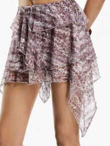 Airlisse 女士豹纹荷叶边下摆百搭约会/外出迷你裙 - 彩色 - 查看 7