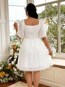 Celure Vestido de uso diario casual de unicolor, simple y de moda, tallas grandes - Blanco - Ver 2