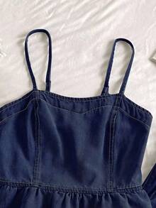 Comfortcana Women's Solid Color Minimalist Camisole Top And Jeans Set - Dark Wash - View 6