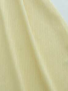 Franclia Women's V-Neck Ruffle Sleeve Cinched Waist Flowy Dress, Casual Vacation Style, Light Yellow, Spring/Summer - Light Yellow - View 5