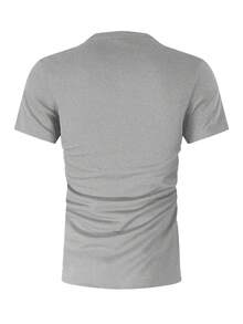 Manfinity Dauomo Men's Solid Color Casual Crew Neck Short Sleeve T-Shirt, Summer Day Light Grey - Grey - View 2